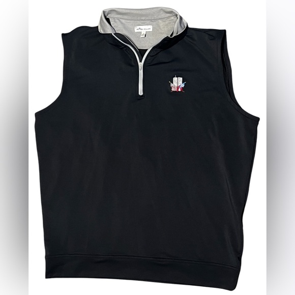 Men’s Peter Millar Embroidered Twin Towers 9/11 Tribute Quarter Zip Vest - Picture 1 of 8